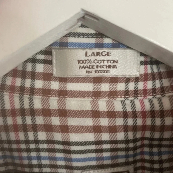 Peter Millar 100% Cotton Button Up Long Sleeve Shirt Brown Stripes Size Large - Picture 5 of 7